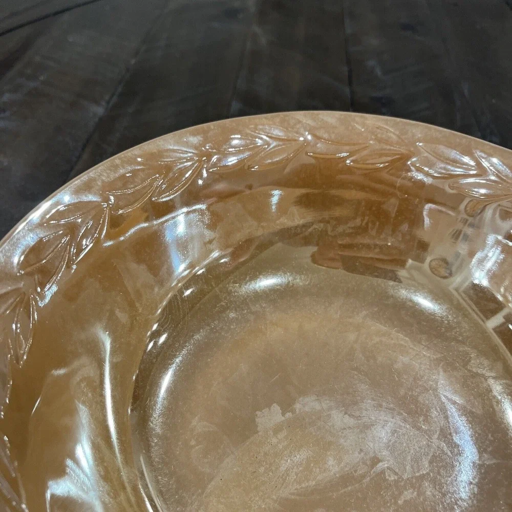 Fire‎ King Peach Luster Ware Laurel Leaf Serving Bowl 8